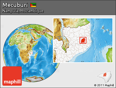 Physical Location Map of Mecuburi, highlighted country