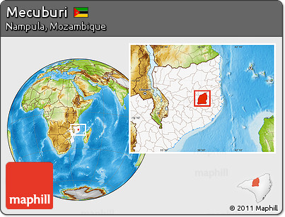 Physical Location Map of Mecuburi, highlighted country