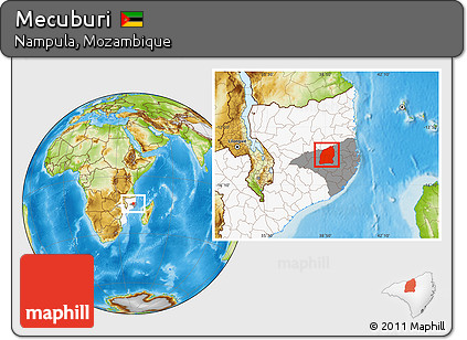 Physical Location Map of Mecuburi, highlighted country, highlighted parent region