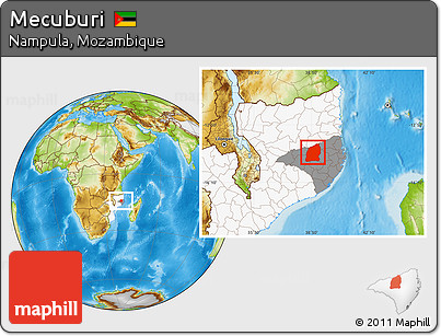 Physical Location Map of Mecuburi, highlighted country, highlighted parent region