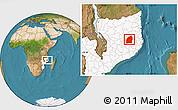 Satellite Location Map of Mecuburi, highlighted country