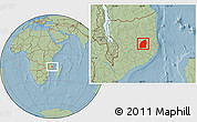 Savanna Style Location Map of Mecuburi, hill shading
