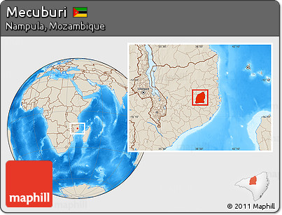 Shaded Relief Location Map of Mecuburi
