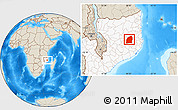 Shaded Relief Location Map of Mecuburi, highlighted country