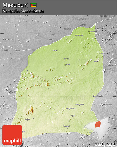 Physical Map of Mecuburi, desaturated