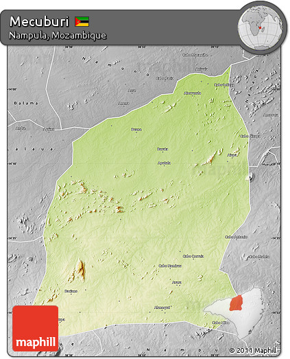 Physical Map of Mecuburi, desaturated