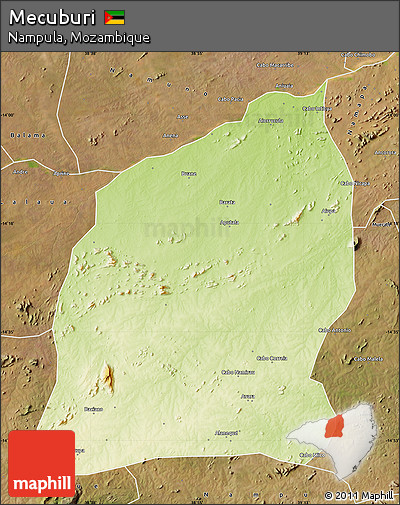 Physical Map of Mecuburi, satellite outside