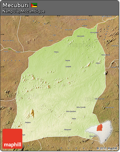 Physical Map of Mecuburi, satellite outside