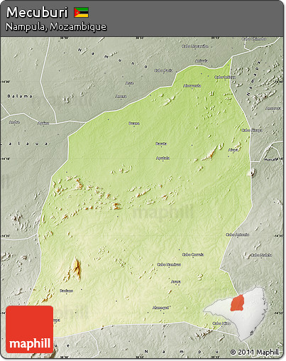 Physical Map of Mecuburi, semi-desaturated