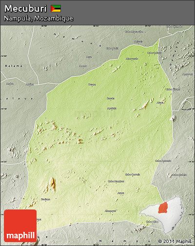 Physical Map of Mecuburi, semi-desaturated