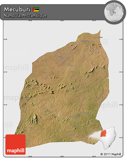 Satellite Map of Mecuburi, single color outside