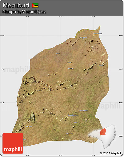 Satellite Map of Mecuburi, single color outside
