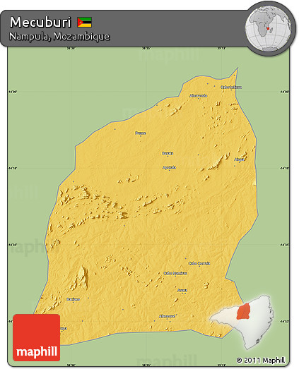 Savanna Style Map of Mecuburi, single color outside