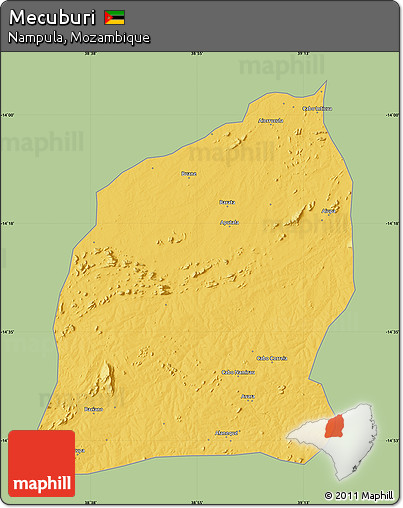 Savanna Style Map of Mecuburi, single color outside