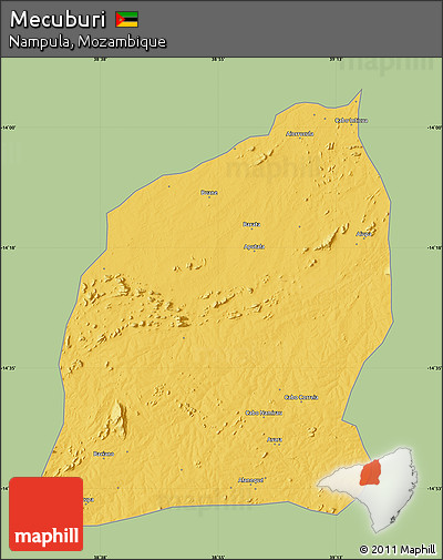 Savanna Style Map of Mecuburi, single color outside
