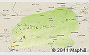 Physical Panoramic Map of Mecuburi, shaded relief outside