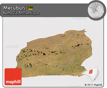 Satellite Panoramic Map of Mecuburi, cropped outside