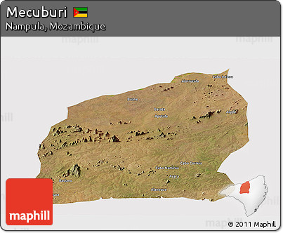Satellite Panoramic Map of Mecuburi, cropped outside