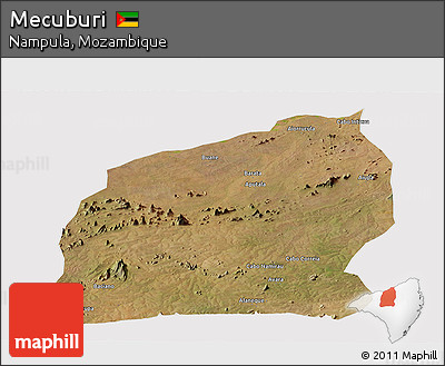 Satellite Panoramic Map of Mecuburi, cropped outside