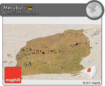 Satellite Panoramic Map of Mecuburi, lighten