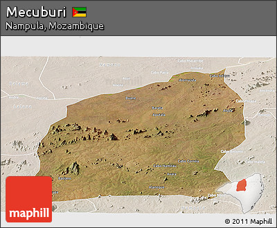 Satellite Panoramic Map of Mecuburi, lighten