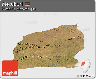 Satellite Panoramic Map of Mecuburi, single color outside