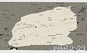 Shaded Relief Panoramic Map of Mecuburi, darken