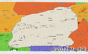 Shaded Relief Panoramic Map of Mecuburi, political outside
