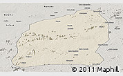 Shaded Relief Panoramic Map of Mecuburi, semi-desaturated