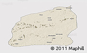 Shaded Relief Panoramic Map of Mecuburi, single color outside