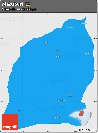 Political Simple Map of Mecuburi, single color outside