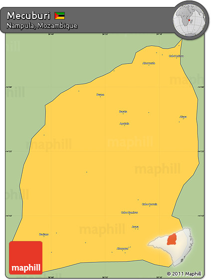 Savanna Style Simple Map of Mecuburi, cropped outside