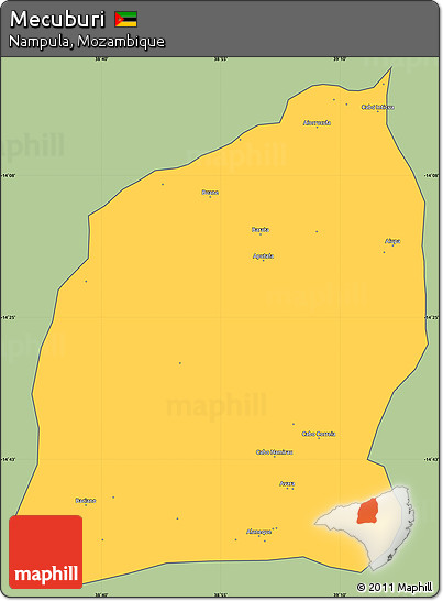 Savanna Style Simple Map of Mecuburi, cropped outside