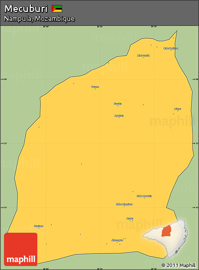 Savanna Style Simple Map of Mecuburi, cropped outside
