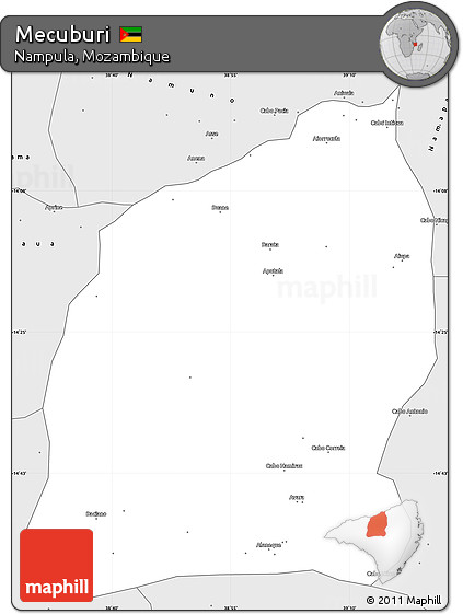 Silver Style Simple Map of Mecuburi