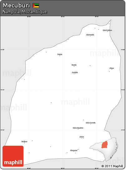 Silver Style Simple Map of Mecuburi, single color outside