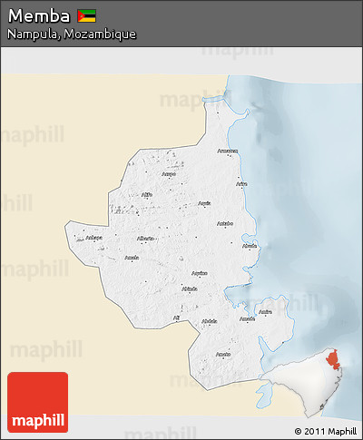 Classic Style 3D Map of Memba, single color outside