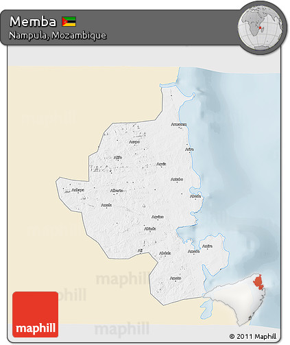 Classic Style 3D Map of Memba, single color outside