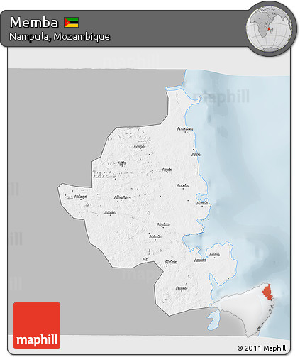 Gray 3D Map of Memba, single color outside