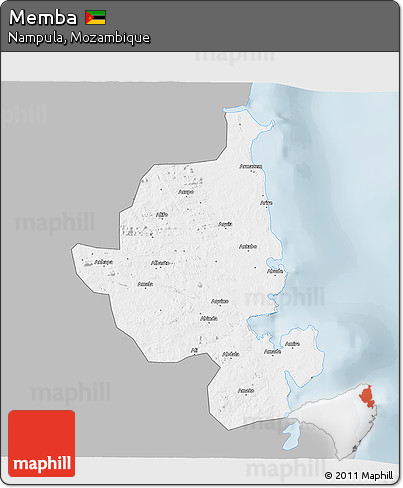 Gray 3D Map of Memba, single color outside