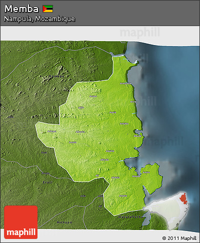 Physical 3D Map of Memba, darken