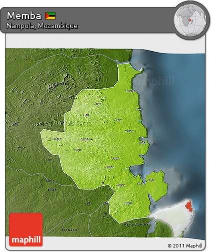 Physical 3D Map of Memba, darken