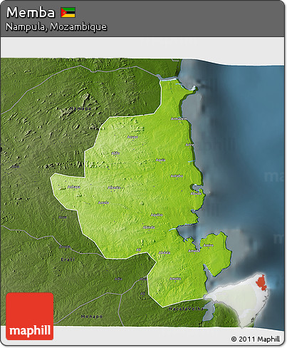 Physical 3D Map of Memba, darken