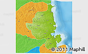 Physical 3D Map of Memba, political outside