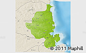 Physical 3D Map of Memba, shaded relief outside
