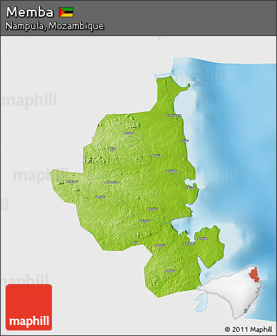 Physical 3D Map of Memba, single color outside