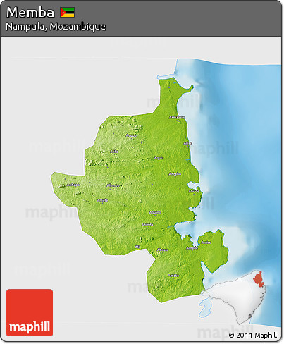 Physical 3D Map of Memba, single color outside