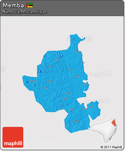 Political 3D Map of Memba, cropped outside