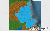 Political 3D Map of Memba, darken