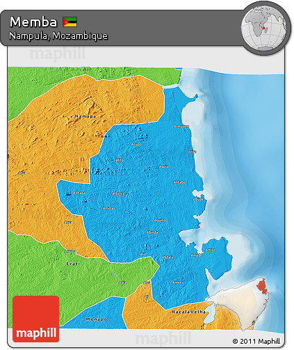 Political 3D Map of Memba